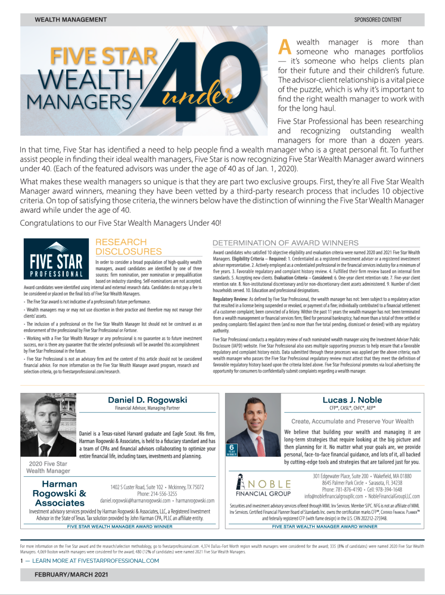 Five Star Wealth Managers Under 40