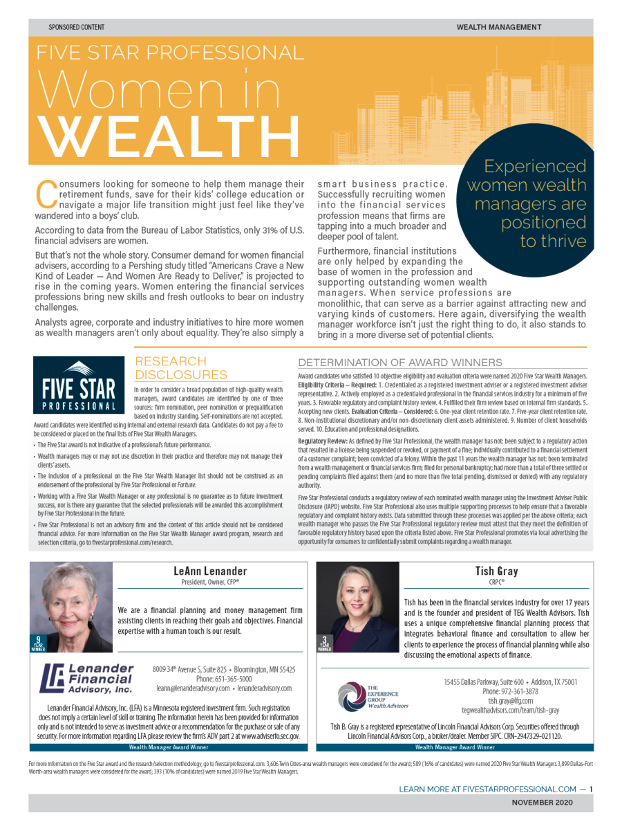 Five Star Professional Women in Wealth