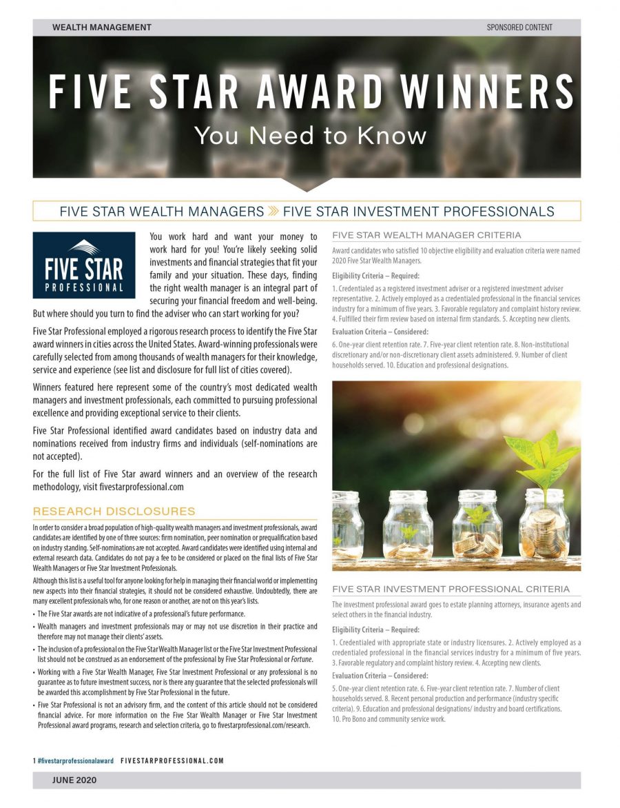 Wealth Managers: Five Star Award Winners