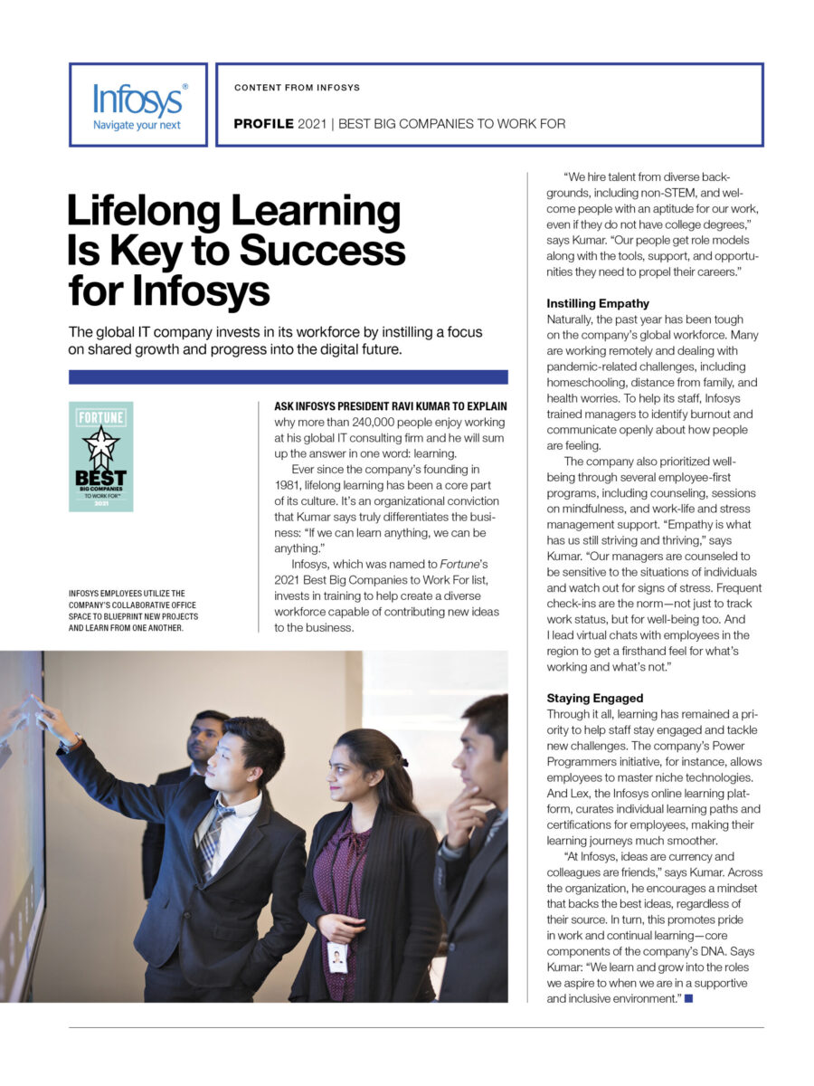 Lifelong Learning Is Key to Success for Infosys