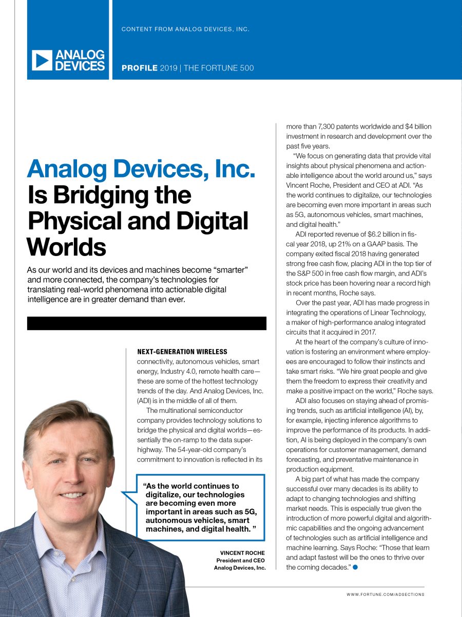 Analog Devices, Inc. Is Bridging the Physical and Digital Worlds