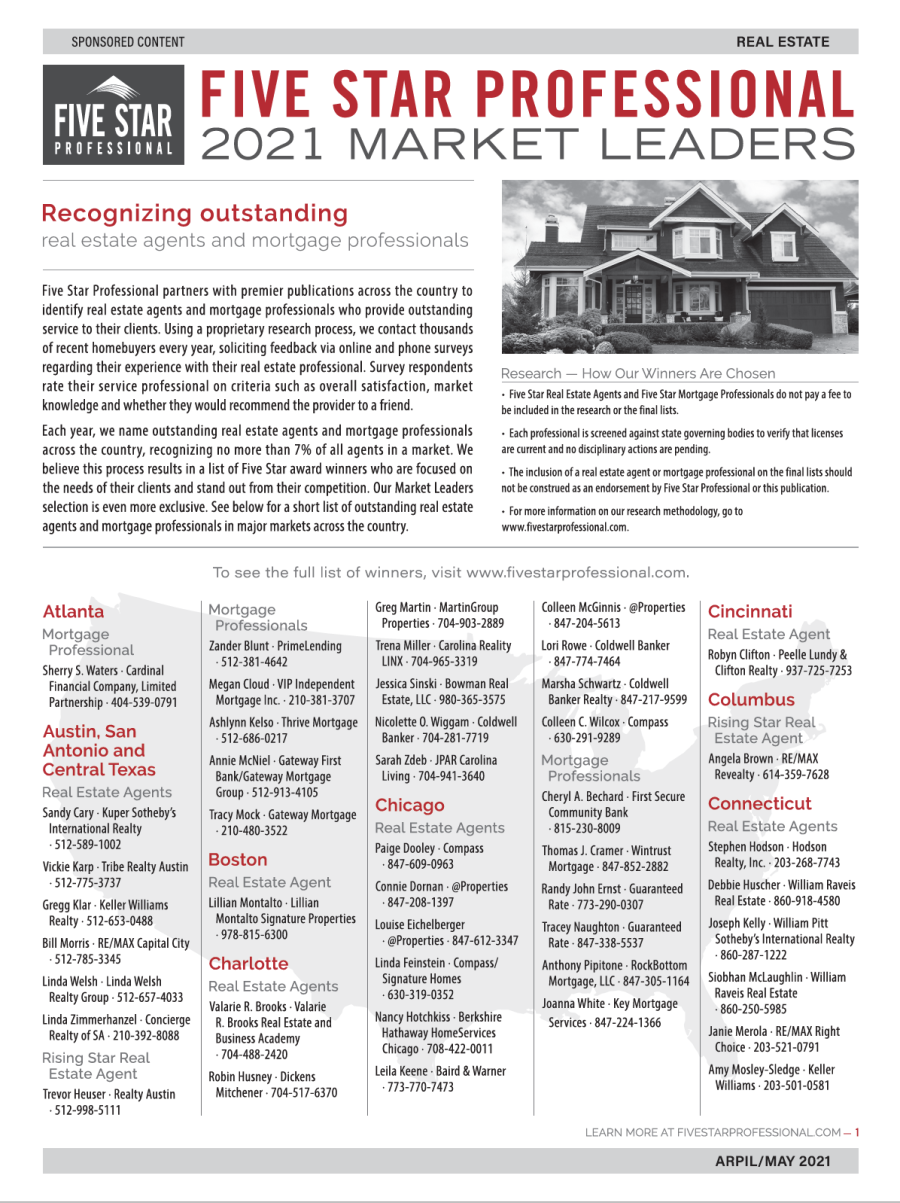 Five Star Professionals 2021 Market Leaders
