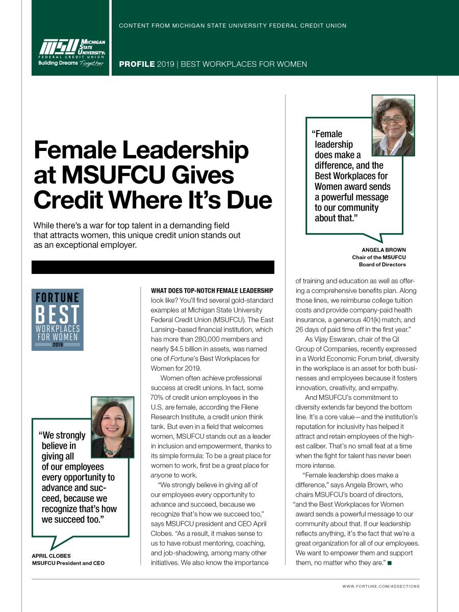 Female Leadership at MSUFCU Gives Credit Where It’s Due